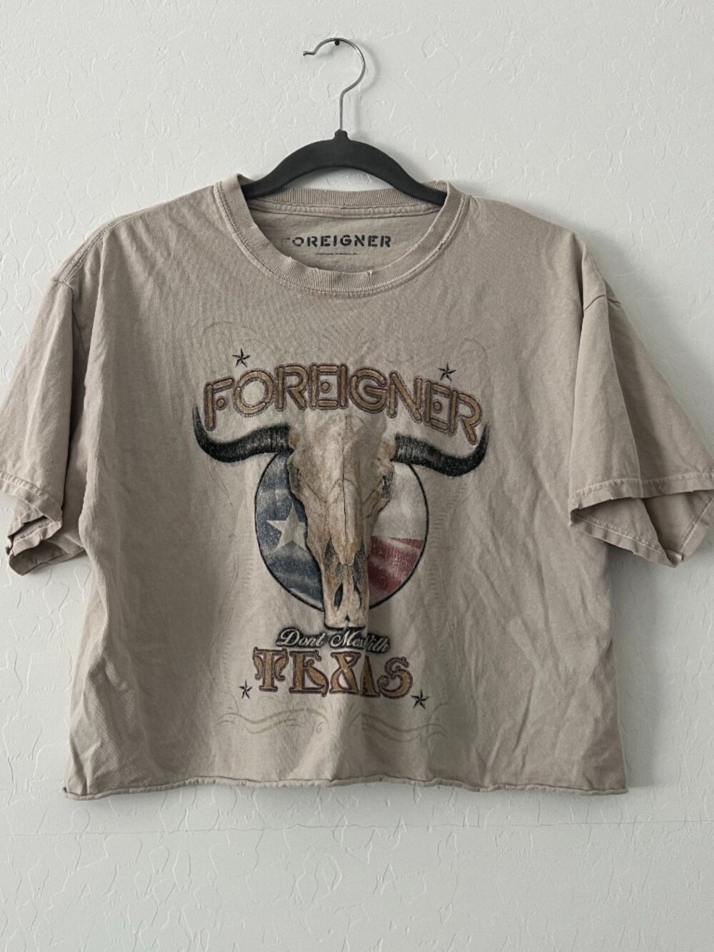Forever 21 Foreigner Don’t Mess With Texas Cropped Distressed Band Tee M/L Y2K